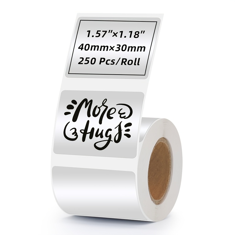 TEMU 40 X 30mm Matte Silver Thermal Label Stickers, 250pcs/roll, Label Stickers, For Office And Home Use, Compatible With M110s M110 M220, M120,