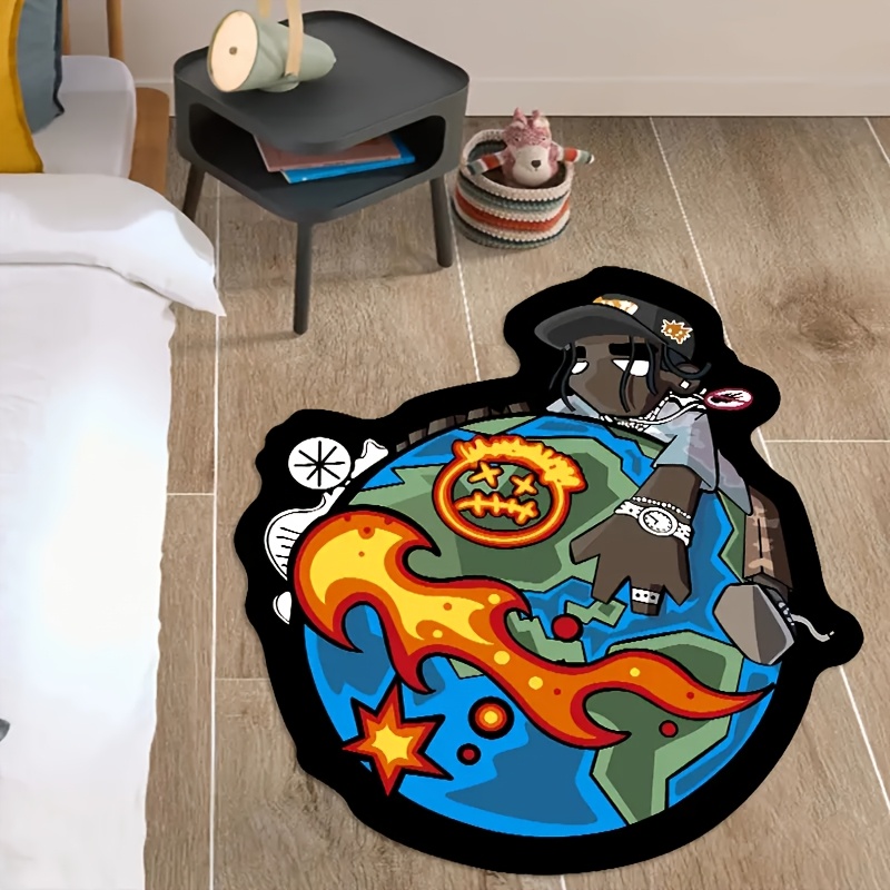 TEMU 1pc Velvet Carpet, 1100g Weight, 7.5mm Thick, Creative , Fashionable Pattern, Soft And Comfortable Bedroom Carpet, Home Decor, Easy To Clean,
