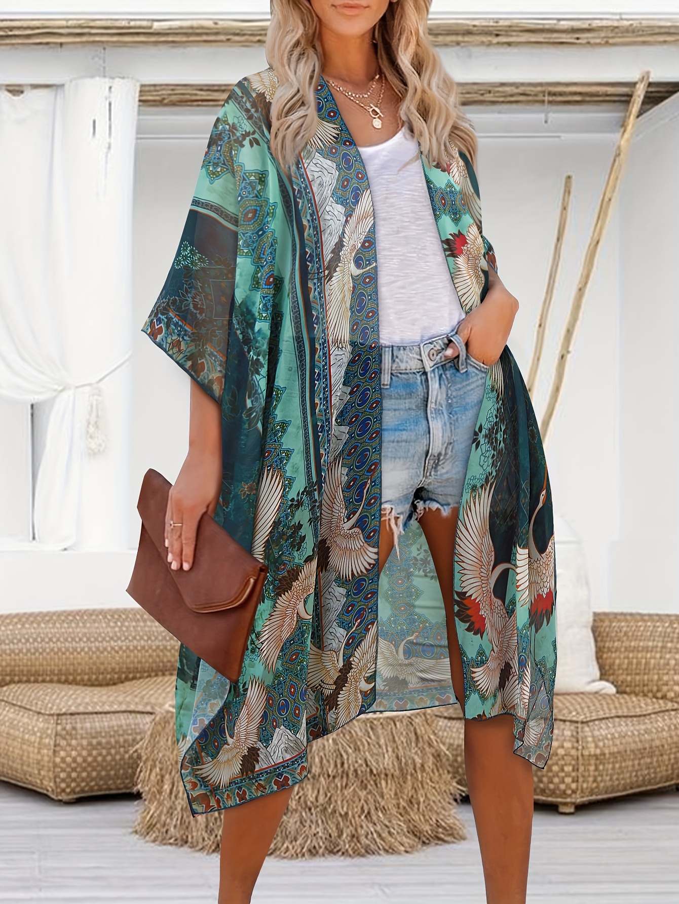 Sonnenschutz Shirt Damen Sommer Strand Cover Up Langarm Transparente Strickjacke – Leichter Urlaubs Überwurf
