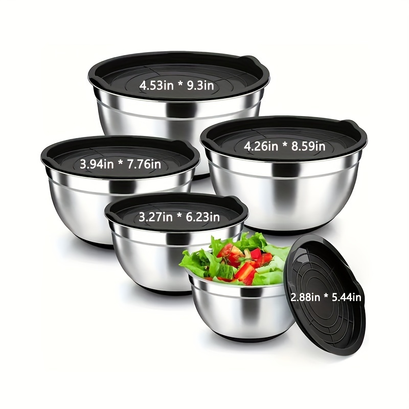 

5pcs Steel Set - -, Thickened For Durability, For & Salads