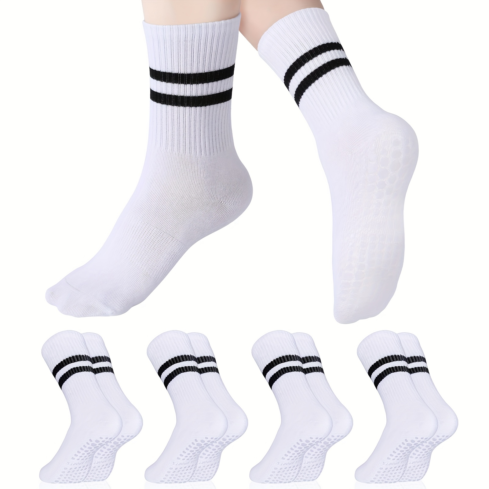 TEMU 4-pack Summer S' White Fashionable Non-slip Yoga Socks, Essential For And Fitness, Suitable For Pilates And Dancing