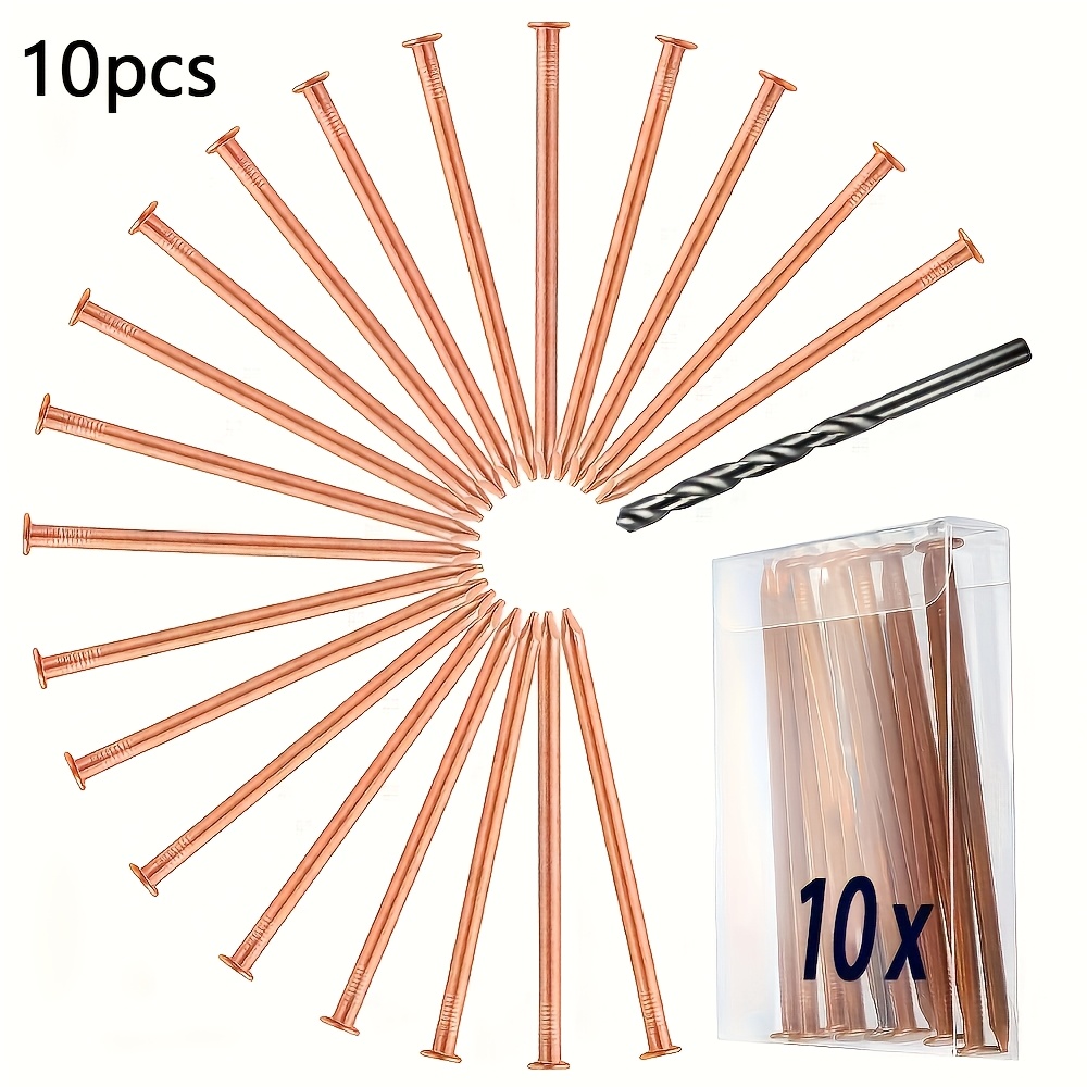 E-shop 10Cps Großer Kupferstumpf-Töter, Kupfer Baumstumpf-Töter, 70mm massive Kupfernägel mit 70mm großen Stahlnägeln und 60mm Bohrnägeln, zur