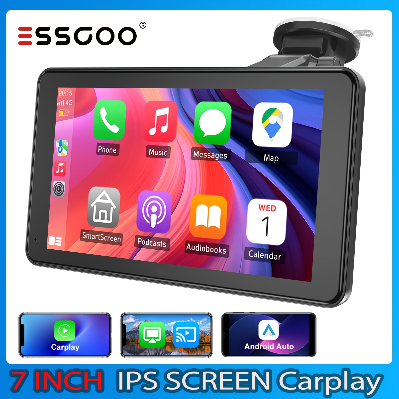  7 portable car stereo with     auto touchscreen radio   link aux fm transmitter voice control