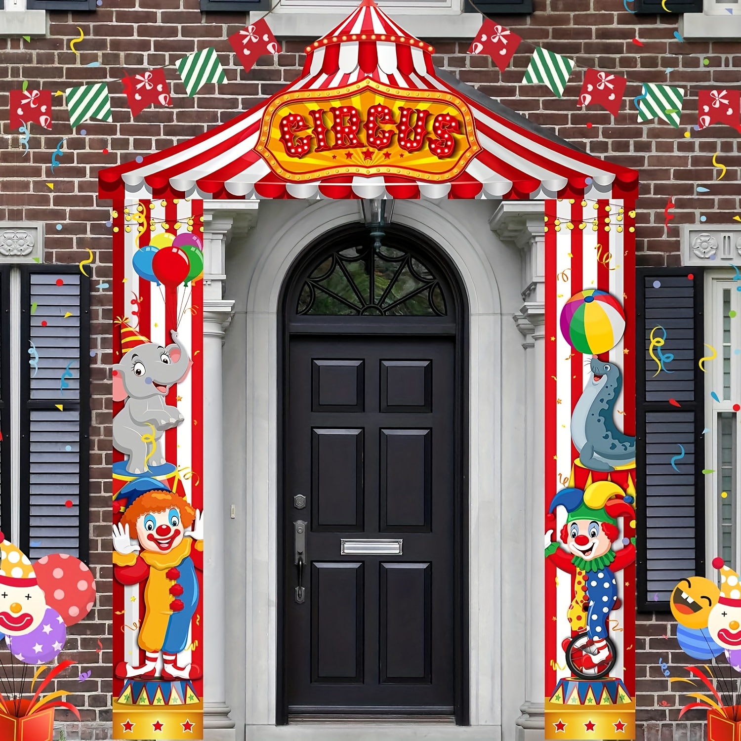 

3pcs Circus Porch Banner Carnival Door Cover Circus Awning Hanging Banner Carnival Theme Decoration Carnival Party Decoration Clown Elephant Seal Banner Suitable For Family Carnival Party Supplies