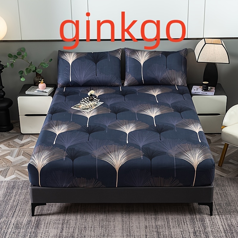 Autumn Ginkgo Leaf Fitted Sheet - Soft Polyester, Machine Washable, No Pillowcase Or Insert Included