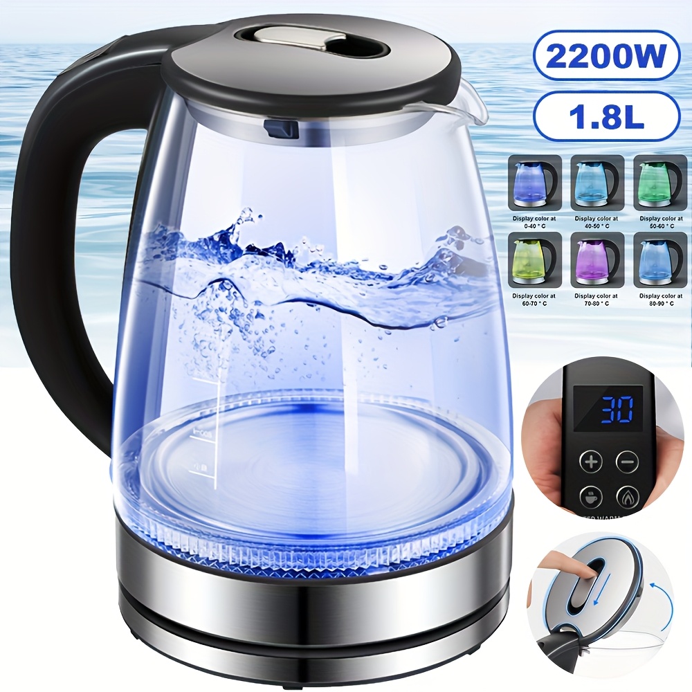 7-Color LED 1.8-Liter Electric Kettle with Automatic Circulation