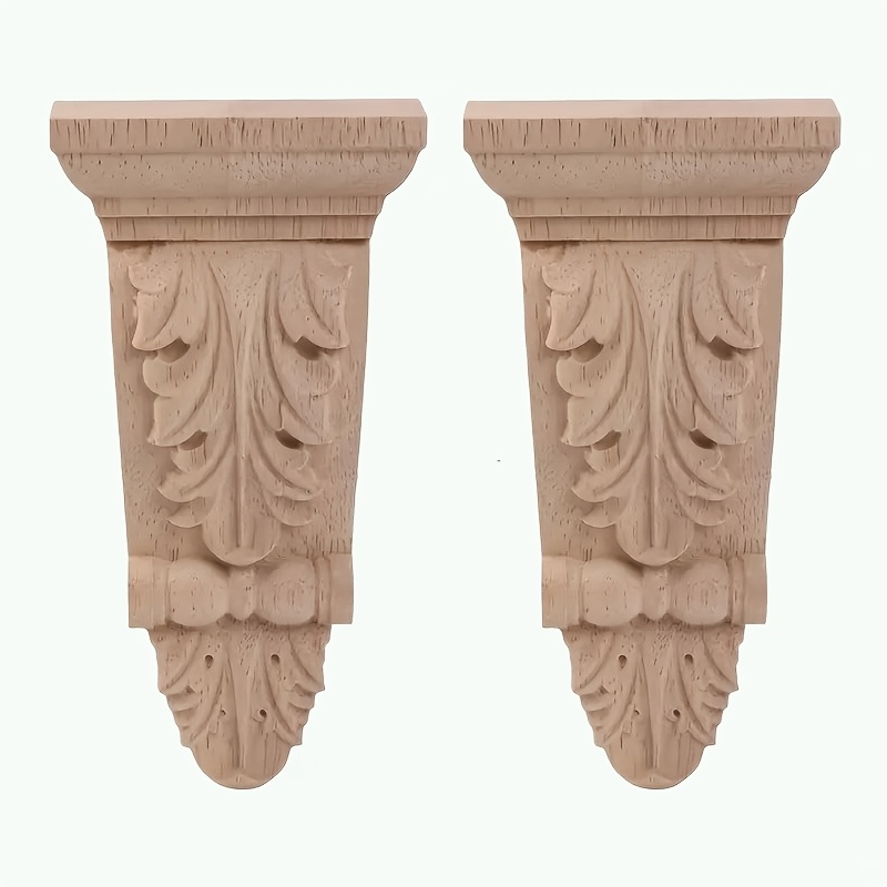 

2pcs Wood Appliques, Contemporary Fireplace Decor For Home Furniture And Restaurant Decoration, Contemporary Style