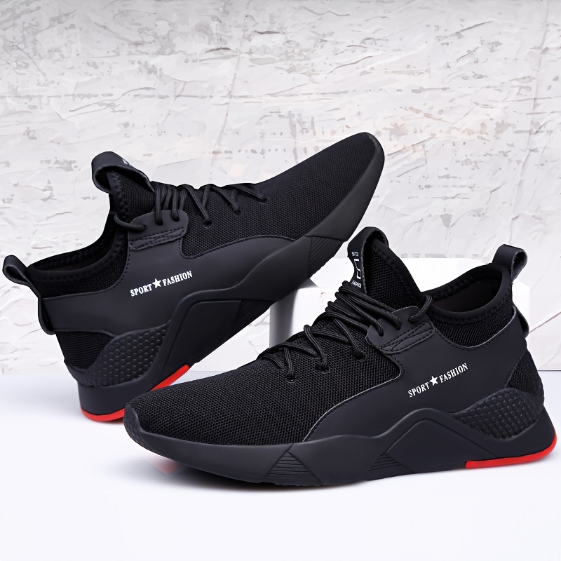 Men'S Low-Top Sneakers - Lightweight And Breathable Design, Featuring Laces And Cushioned Soles - Suitable for Fitness, Running, And Everyday Casual Wear - Easy Black Style with an Easy-To-Clean Upper
