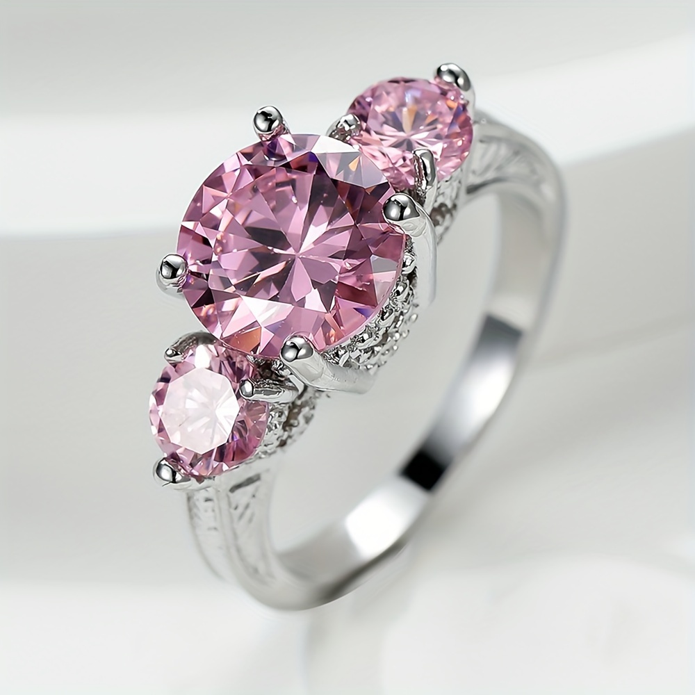anillo boda lujo mujer piedra rosa anillos Temu Ecuador