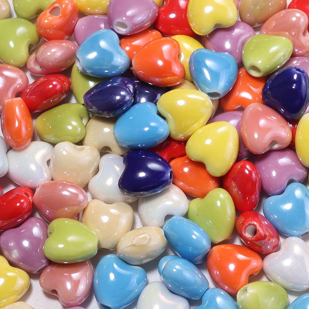 10pcs Multicolor Heart Loose Beads for DIY Jewelry Making