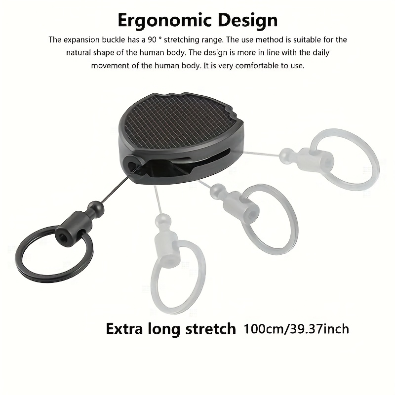 A Black Carabiner - Durable Abs Multifunctional Tool, Includes An Extra-long Spiral Spring, Anti-lost Key And Id Holder, Belt Clip For Outdoor And Everyday Use