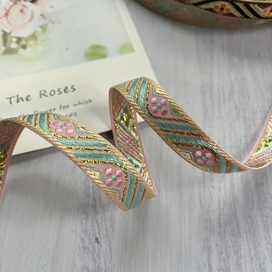 E-shop Größe 3, je Packung Breite 1,5 cm, Jacquard-Band, Rosa, Kaffee, Kleine Blumen, Spitzenkleidung, Schuhe, Boxen, Hüte, Handarbeiten, Ergänzungen,