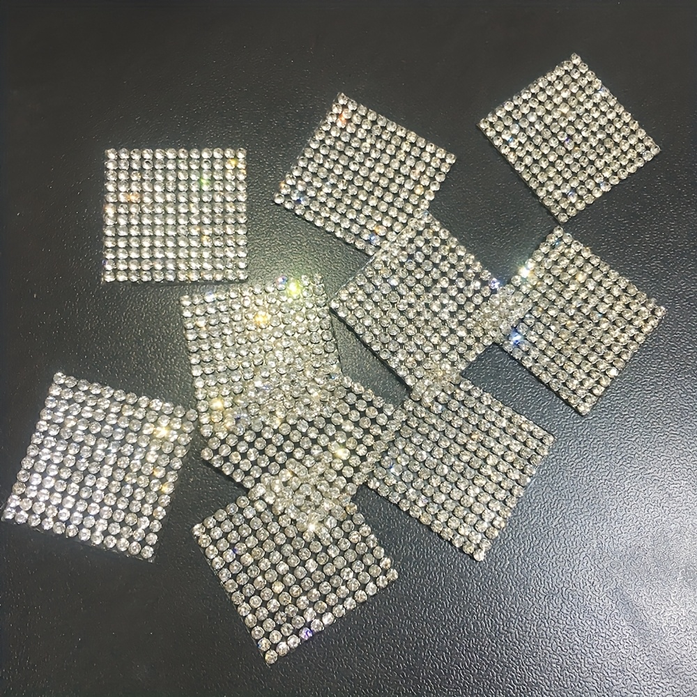 10pcs Self-Adhesive Square Shape Rhinestone Decals for DIY