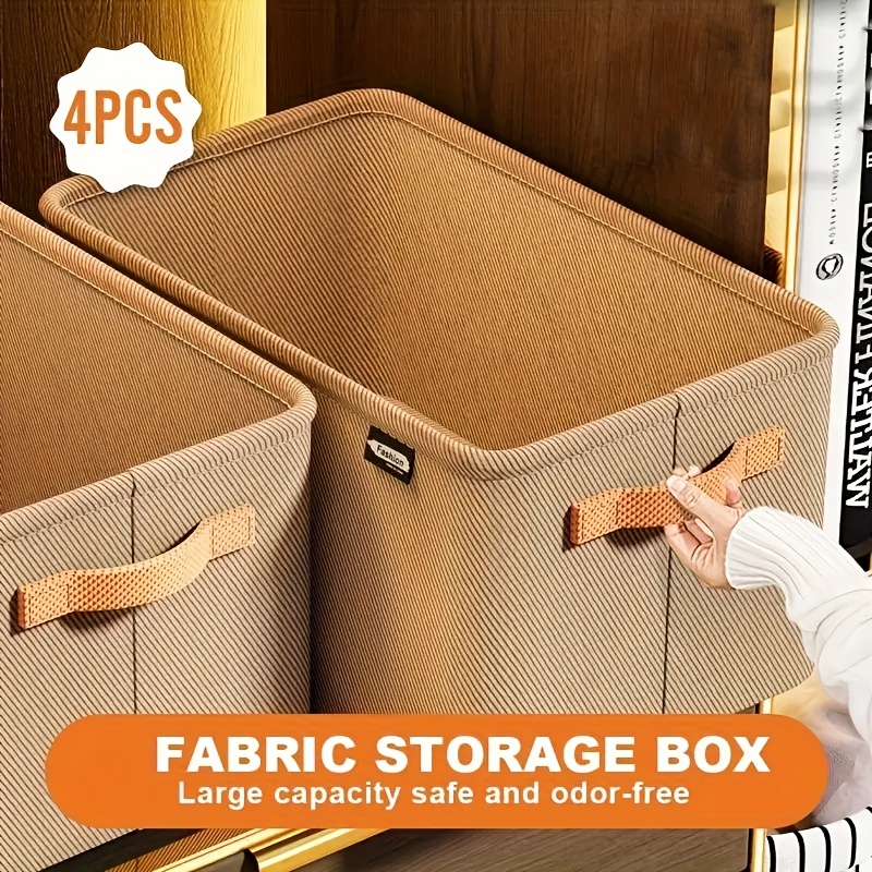 

4pcs Set Fabric Clothes Storage Bins - Modern, Non-waterproof Organizer For Pants & Apparel, Dorms & Home Wardrobes, Utility Hooks, Under-bed Storage