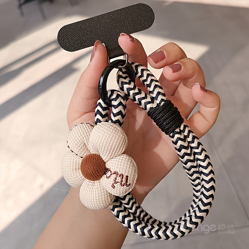 E-shop Handy-Lanyard mit Kurzem Stil für das Handgelenk, Damen Kleines Blumen Geflochtenes Seil, Stark und Langlebig, Verhindert den Verlust