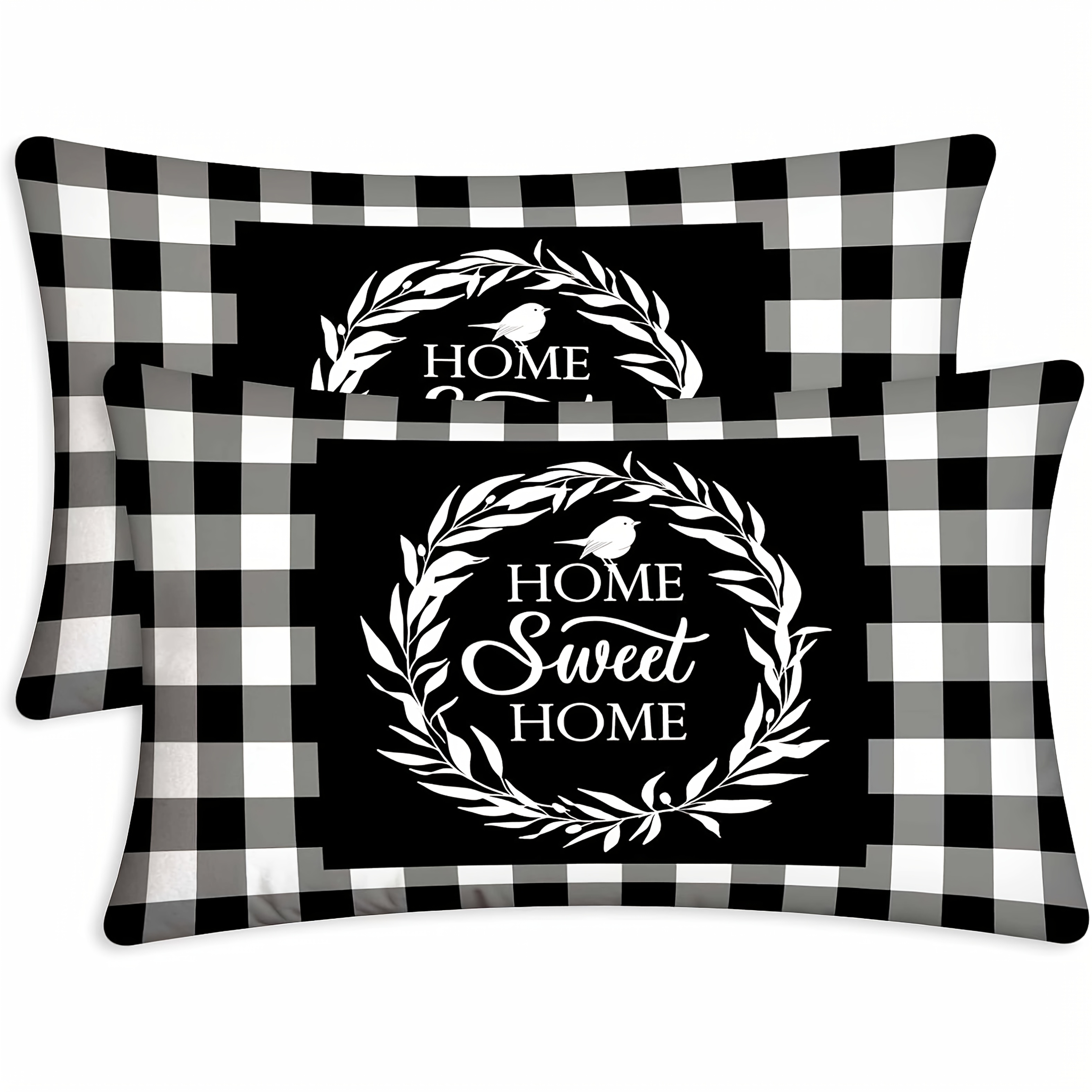 TEMU Set Of 2 Black And White Covers, Soft Throw Pillows For Your Sofa, Perfect For Home Decor In The Bedroom Or Living Room (single-sided, Pillow