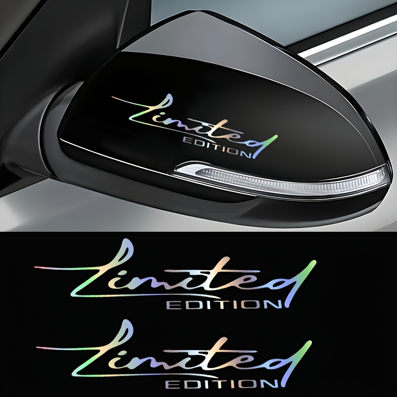 Image of 2pcs Edition Car Stickers - Durable Pvc Decals For All Vehicles, Made Of Smooth Pvc Hollow Carving, Fit For Door Handles, Side Mirrors, Trunk, And More, Sleek , Edition Annotation For Car