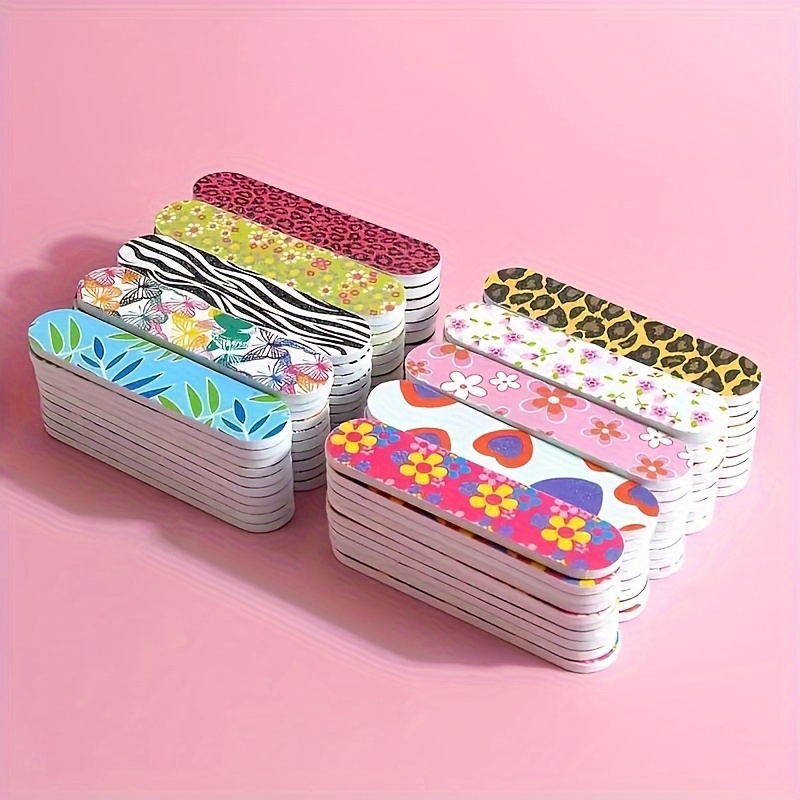 TEMU Ensemble de 50 mini à ongles, 2,56 pouces, bandes de polissage colorées pour nail art, outils de manucure et pédicure, accessoires de toilettage