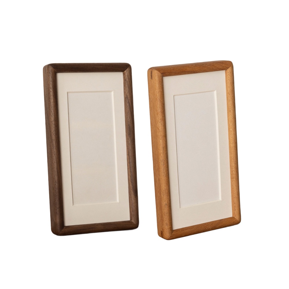 Solid Wood Photo Frame 8 X 15 Cm Walnut Or Natural End with Beige Mat Board