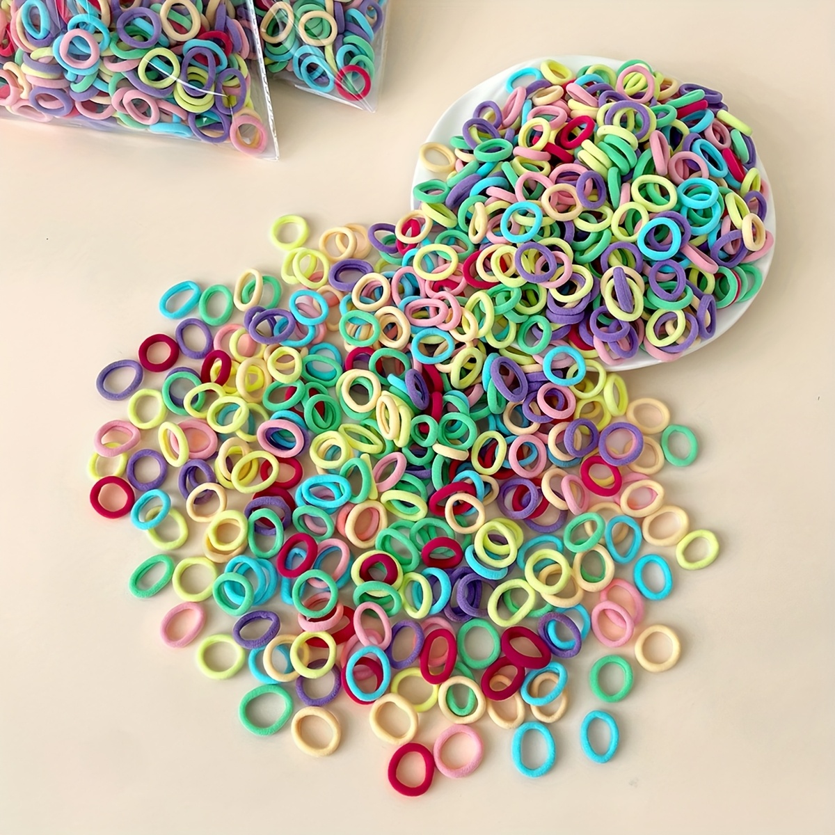 100pcs Mixed Color Sweet Candy Style Small Rubber Band Headband