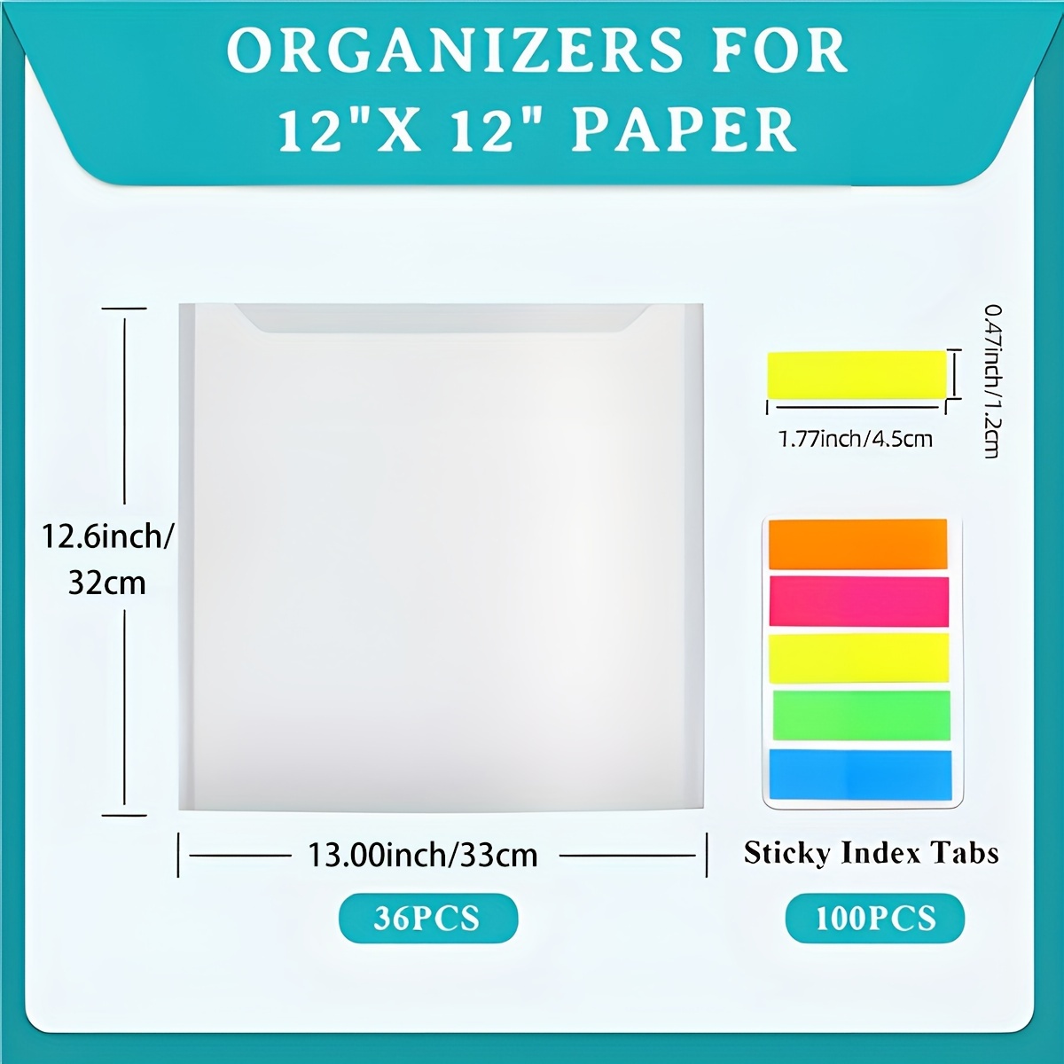 TEMU 36pcs Scrapbook Paper Storage Organizer 12 X 12 Inch Clear Scrapbook Paper Organizer With 100pcs Sticky Index Tabs Holds Scrapbook Paper,