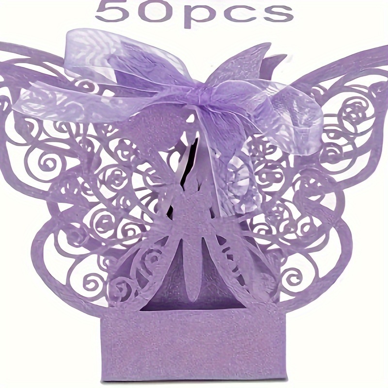 

50pcs & Gift Boxes - Purple, For Weddings, Birthdays, Baptisms & Decorations