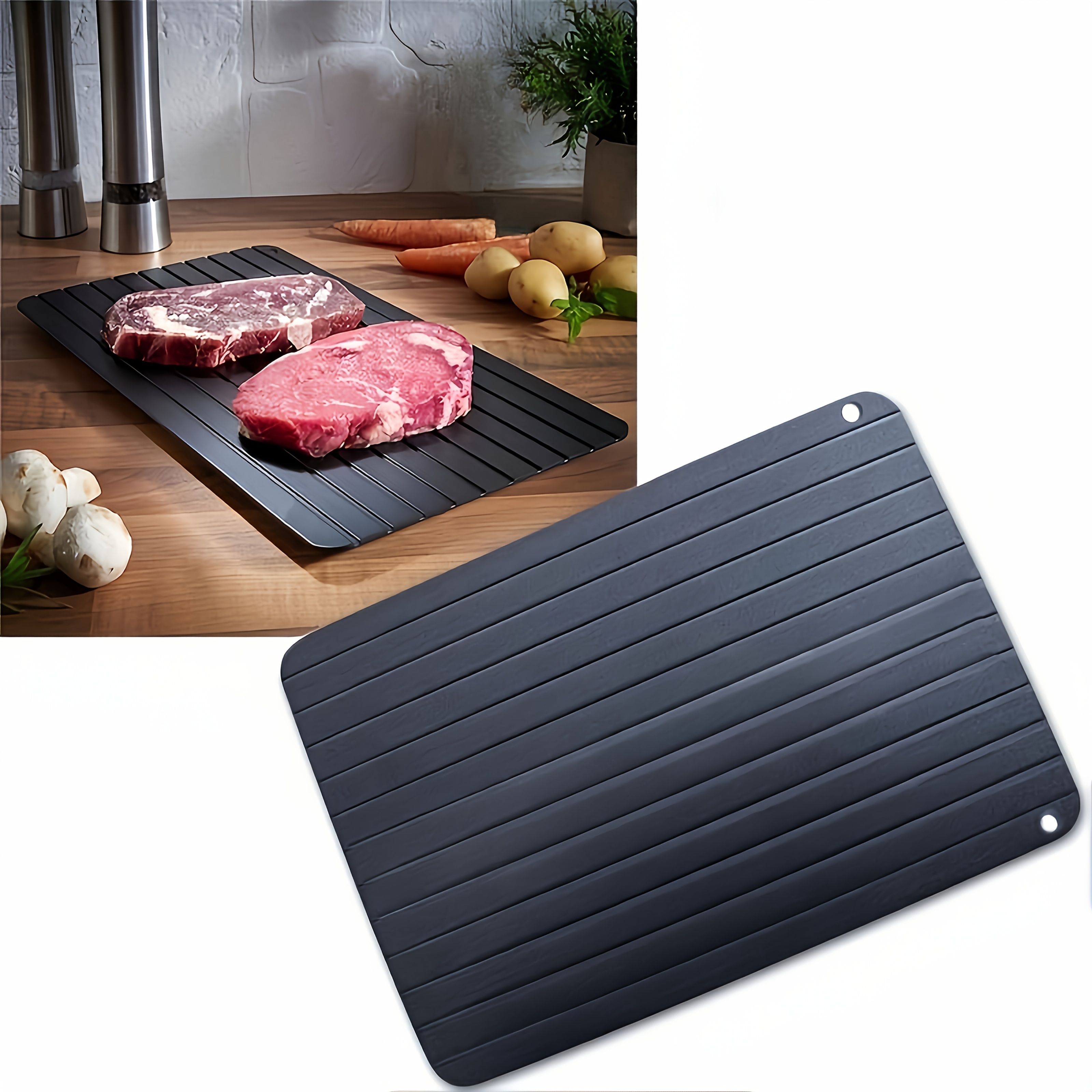 Quick Defrosting Tray for Thawing Frozen Meat and Food, Available in Small, Medium, and Large Sizes