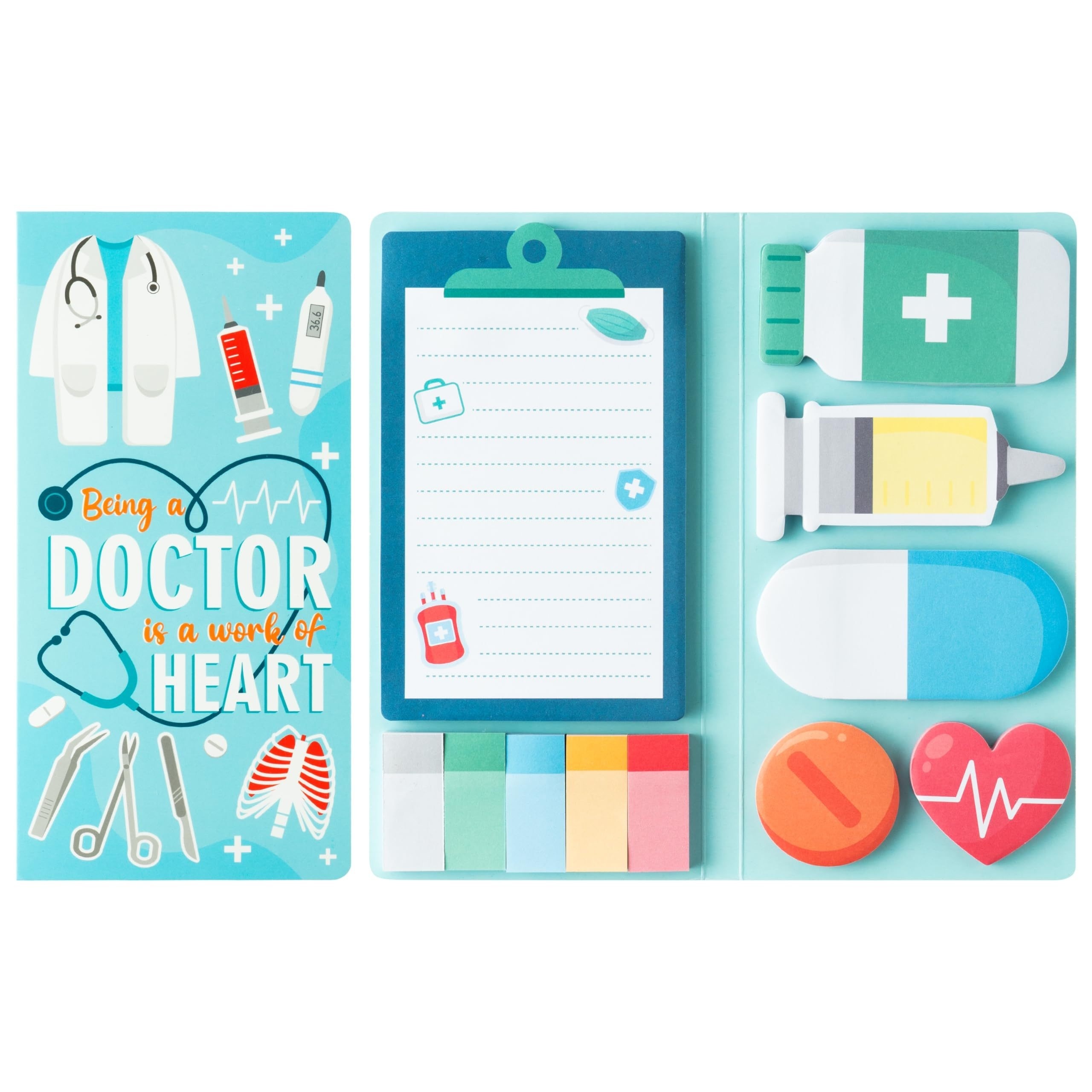 

Doctor-themed Sticky Notes Bundle - 550 Sheet Pads With Self-adhesive Tabs, Medical Shaped Memo Set, Oblong Writing Pads For Professionals, Students & Hospital Staff