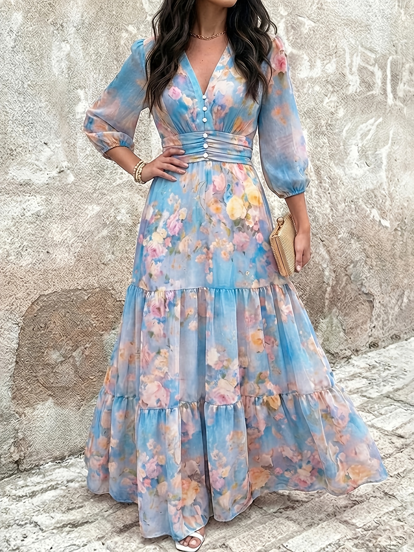 peach dresses for women Clara Coral Peach Maxi Dress