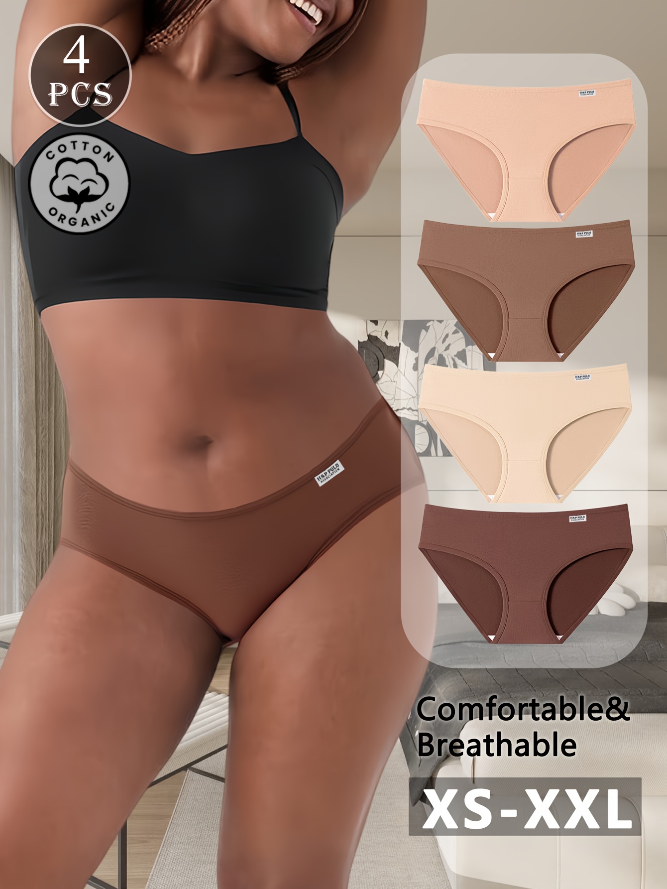 4-Pack Women S Low-  Underwear - Soft Stretchy Everyday & Everyday Panties, High-Waisted Support, Minimalist Everyday & Casual Wear,  ,  ,  , Multipack Underwear,  , Panties/panties For Women/women S Panties, Underwear For Women, So En Panty Original For Women