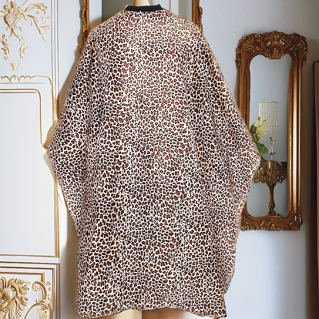 

1pc Professional Leopard Print Hair Cutting Cape - Polyester Salon Shawl, Anti-shatter Design, Stylish Brown And Apron For Hairdressers, Styling Apron|leopard |soft Texture, Capes For Hair Stylist