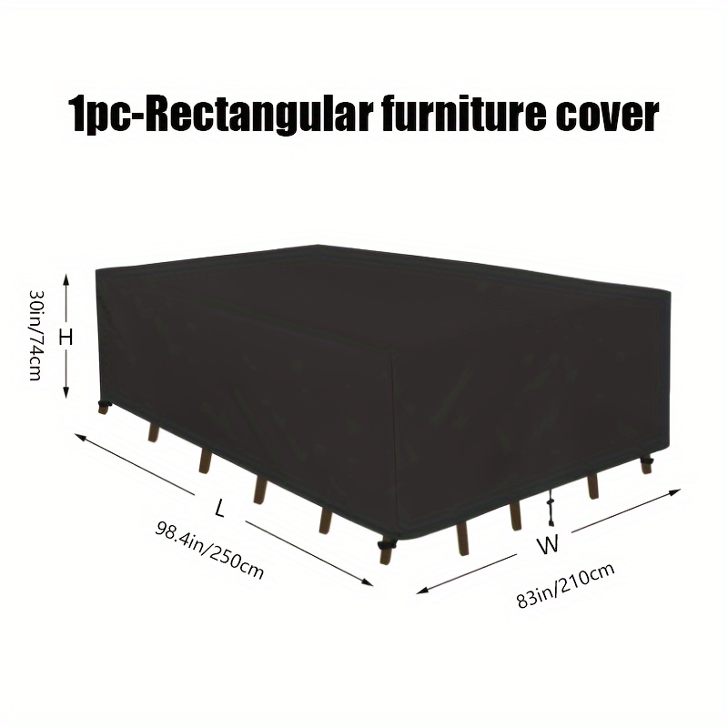 Image of 1pc Universal Rectangular Outdoor Furniture Cover, Suitable For Coffee Table, Patio Table And Chairs, Etc. Strictly Sewn With 420d Oxford Cloth, With Silvery-coated Tape On The , Sturdy, Durable And .
