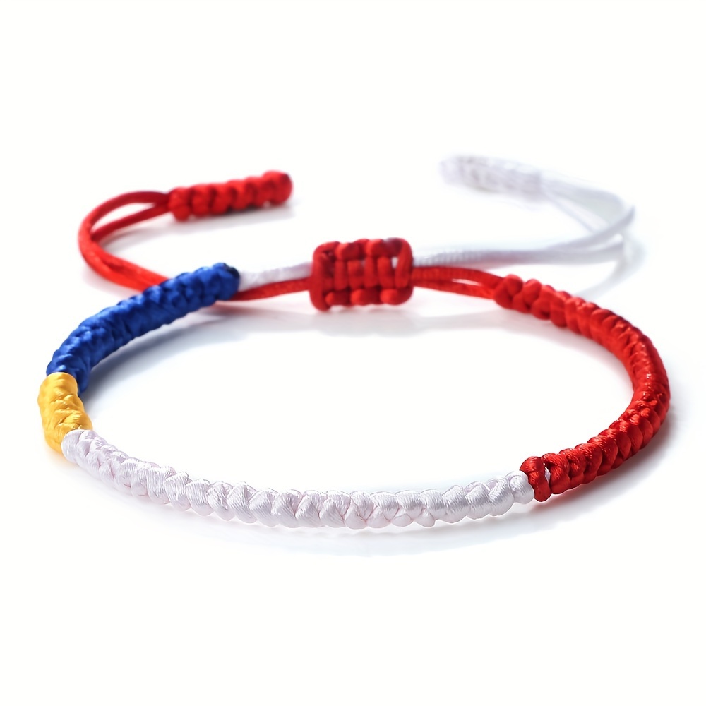 Adjustable National Flag Woven Rope Bracelet for Women
