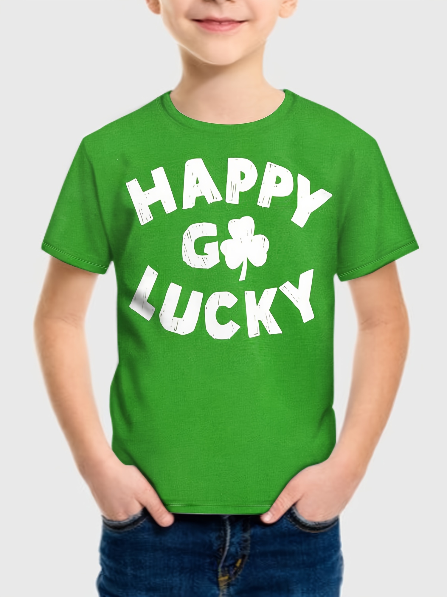 Happy Lucky Print St. Patrick's Day T shirt Casual Short - Temu