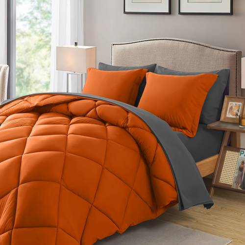 7pcs luxurious comforter set breathable comforter ultra soft fluffy fiber filling for quilted comforter flat sheet fitted sheet pillowcases pillow shams school and girls bed in a bag