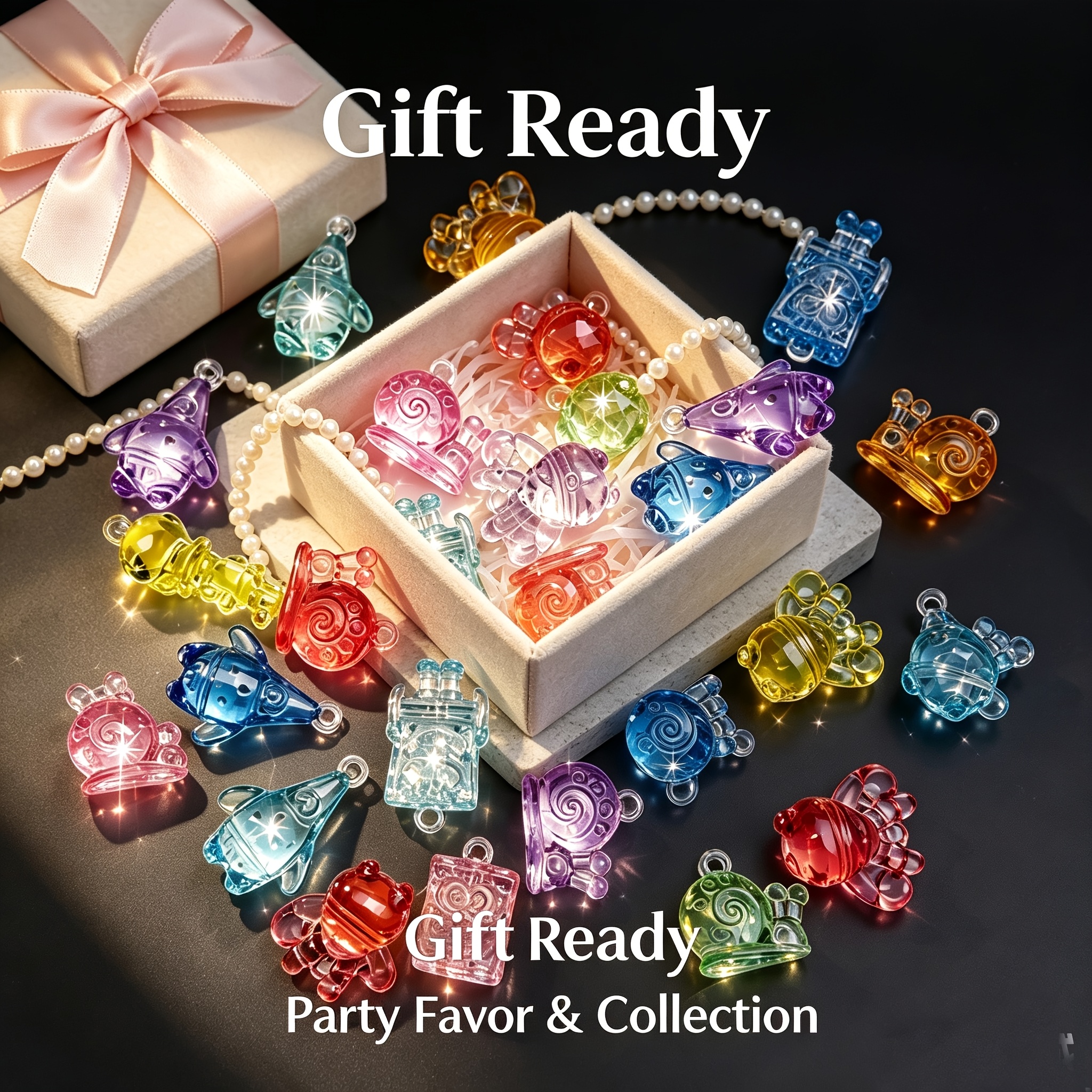 TEMU 2d 15pcs -shaped Acrylic Imitation Crystal Gemstone Mini Figurine Ornaments, Glossy Translucent Small Statue Collectible Decor Pieces,