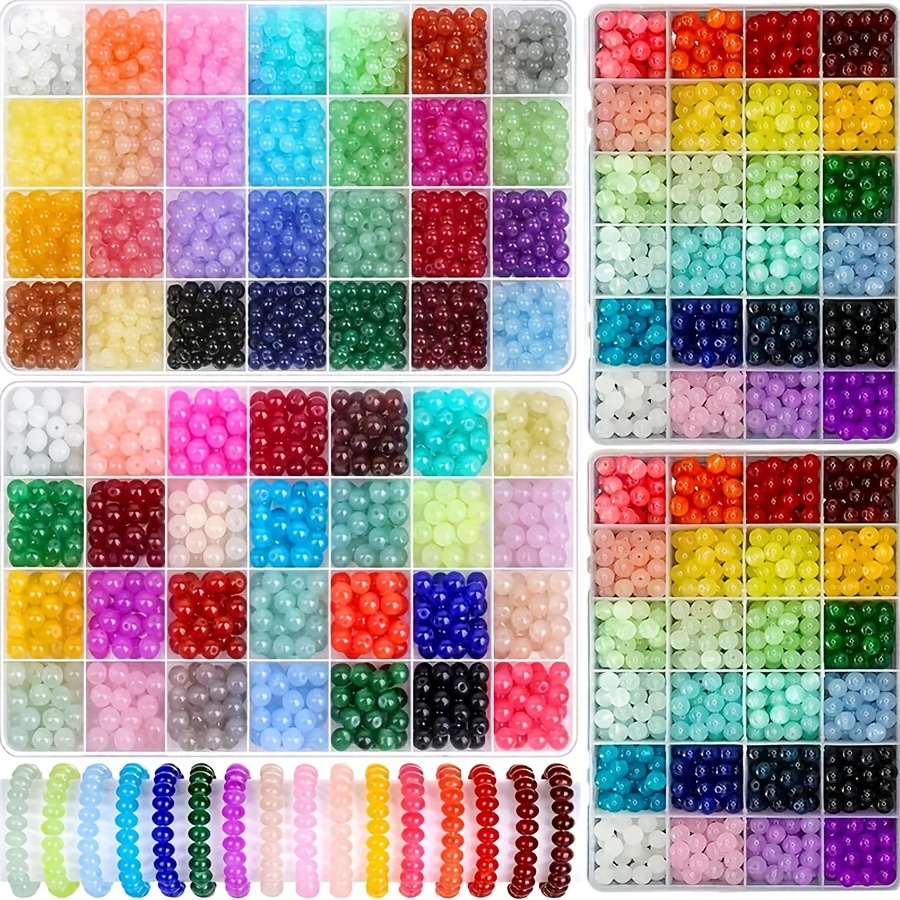 

Kit de de en perles de verre 28 grilles/48 grilles, 6 mm et , , creux, ronde, fournitures de - Kits de perles