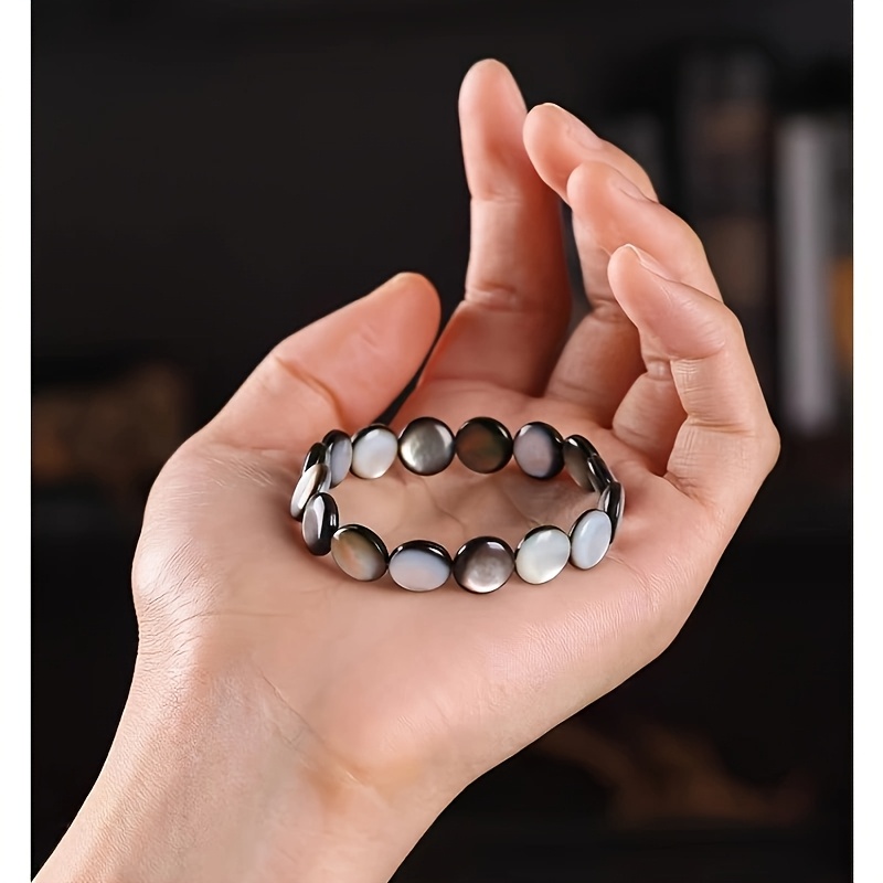 E-shop 1 Stück Minimalistisches Elegantes Armband aus Naturstein & Schwarzer Muschel – Unisex-Stil, ein tragbares Symbol für Paare, , Familie Freunde,