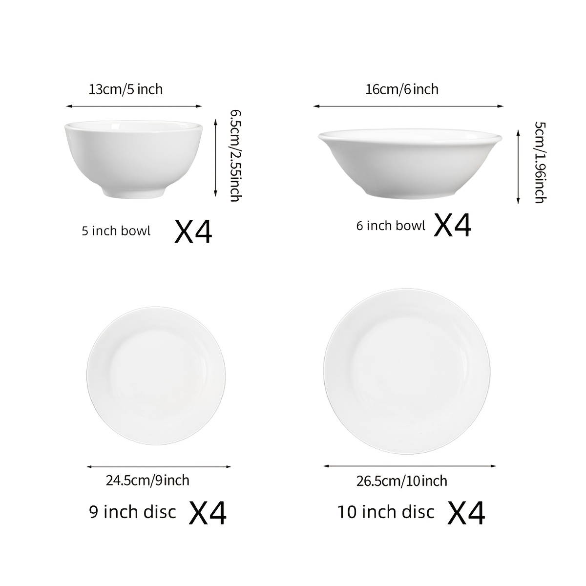 TEMU 16pcs Porcelain Dinnerware Set, Service For 4