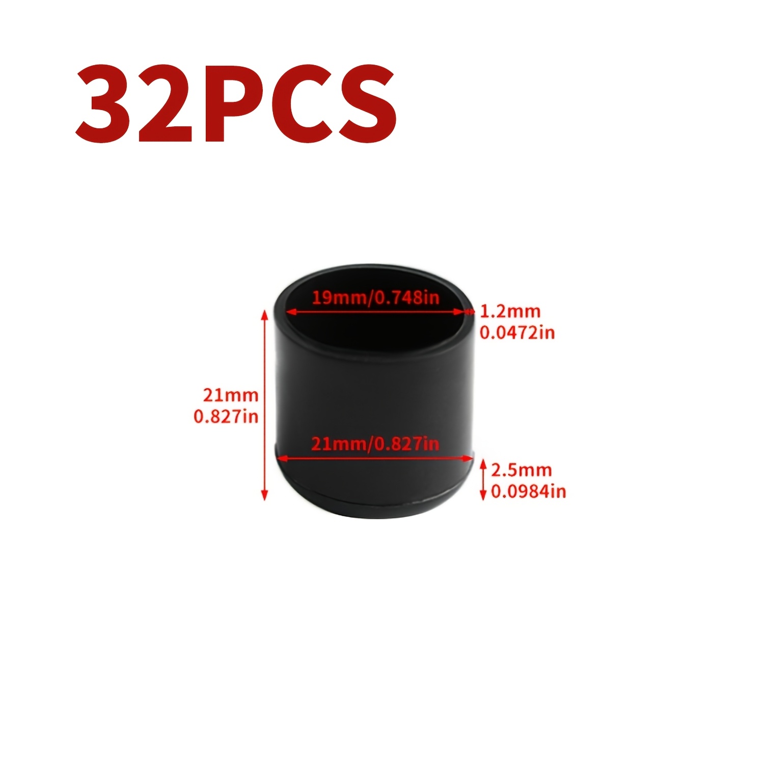 TEMU Lot de 20/32 cache-pieds ronds de 19 mm/0,748 pouce en PVC pour pieds de chaise, patins en plastique antidérapants pour pieds de meubles,