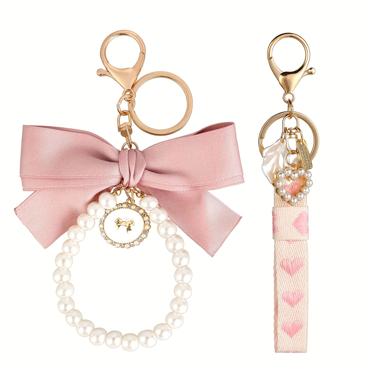 

Festive Bow Keychain - Adorable Pearl Chain For Car Keys, Perfect For Return To School Season