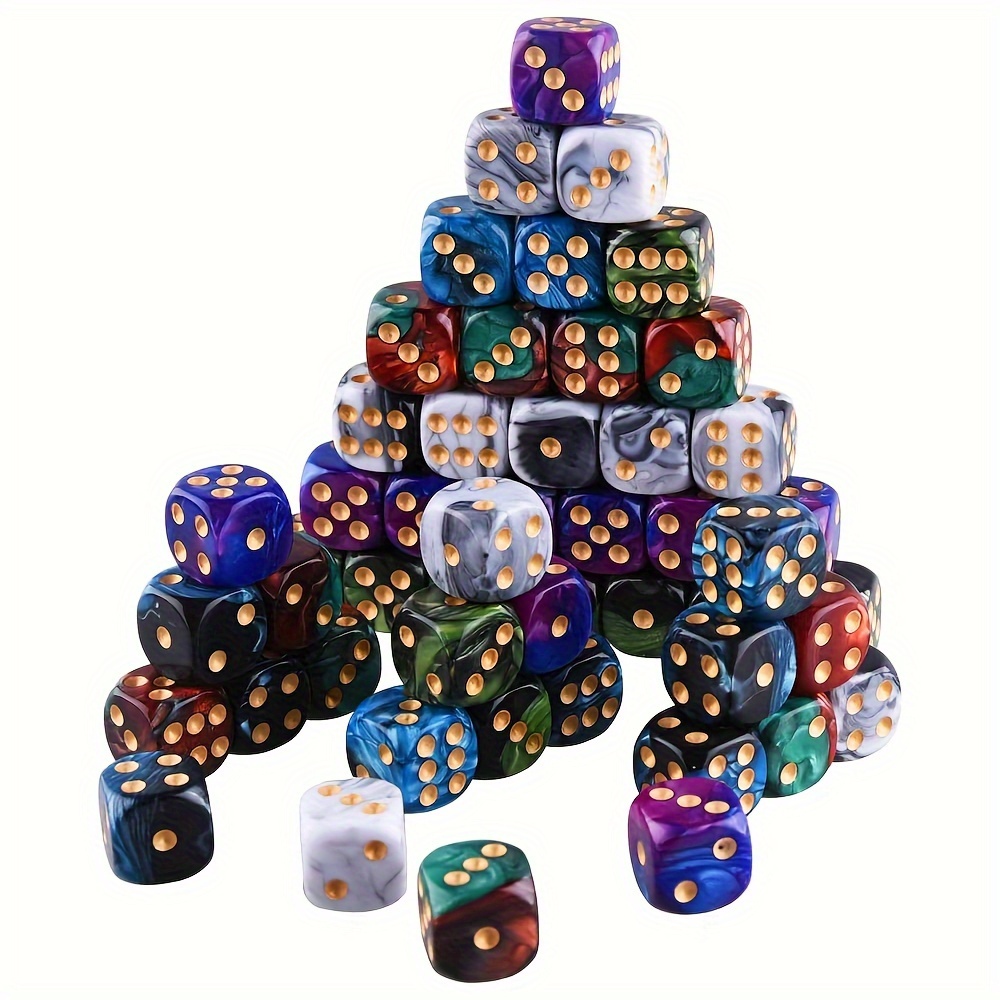 50pcs 6 Sided Game Dice Set with Two Tone Colors