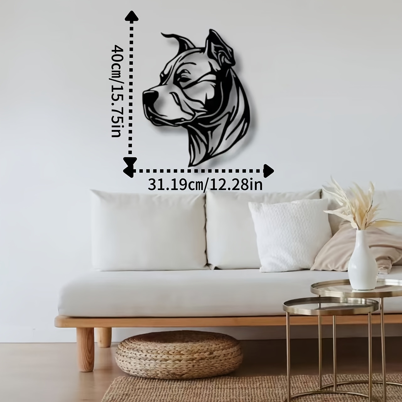 TEMU 1pc Geometric Bulldog Wall Art, Modern Decor Suitable For Dog Lovers' Homes, Featuring A Sculpture Decoration For Home Decor, Scene Decoration,