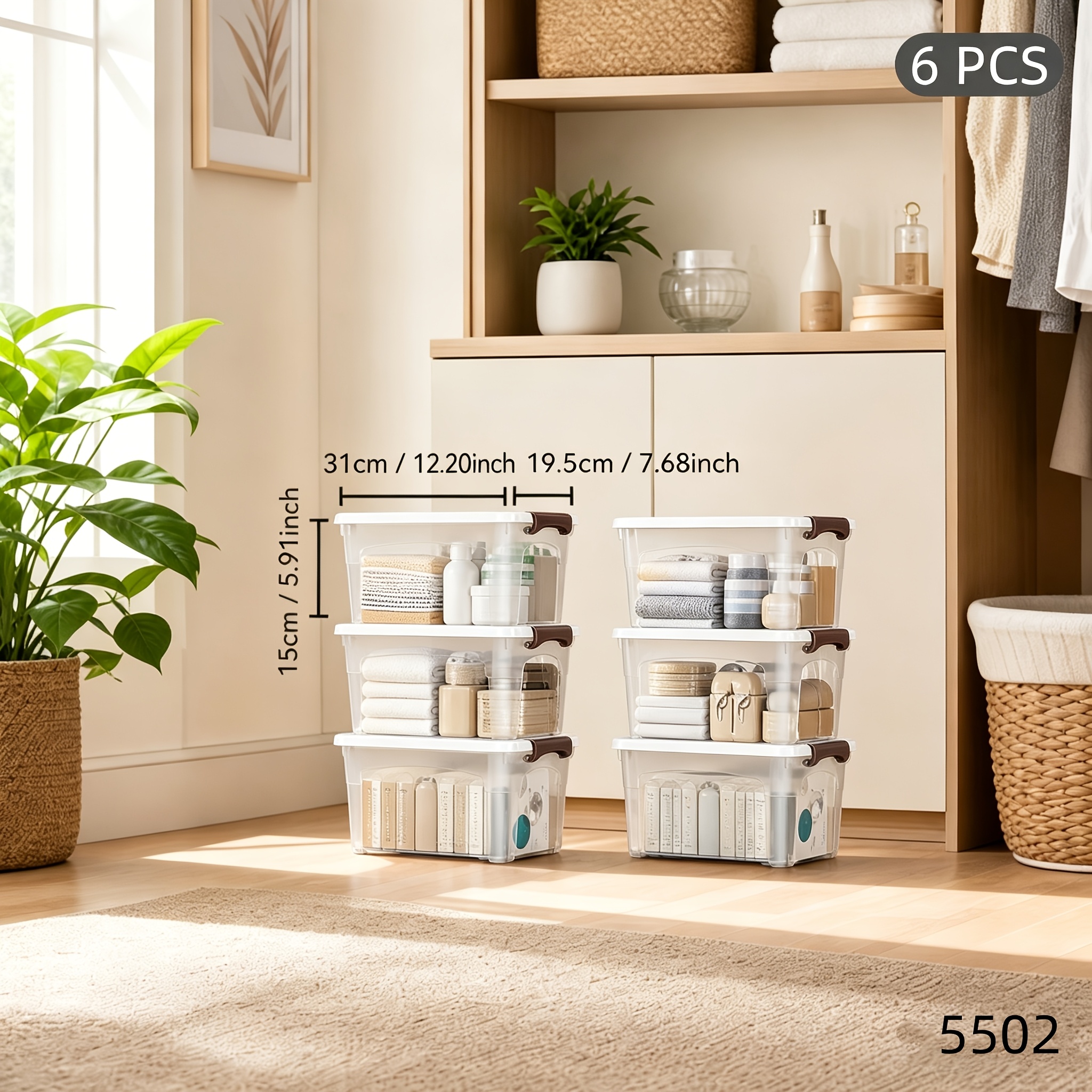 6pcs Lid-Type Storage Boxes with Handles