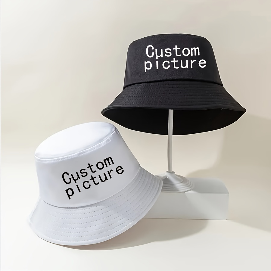 

Customizable Bucket Hat With Personalized Print, All Cotton Material Comfortable & Durable, Fashionable Creative Trend For Women, Outdoor Casual Wear