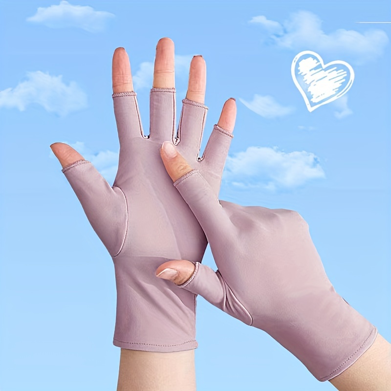 Solid Color Half Finger Gloves Elastic Spandex Gloves Minimalist Summer Sun  Gloves For Women Men