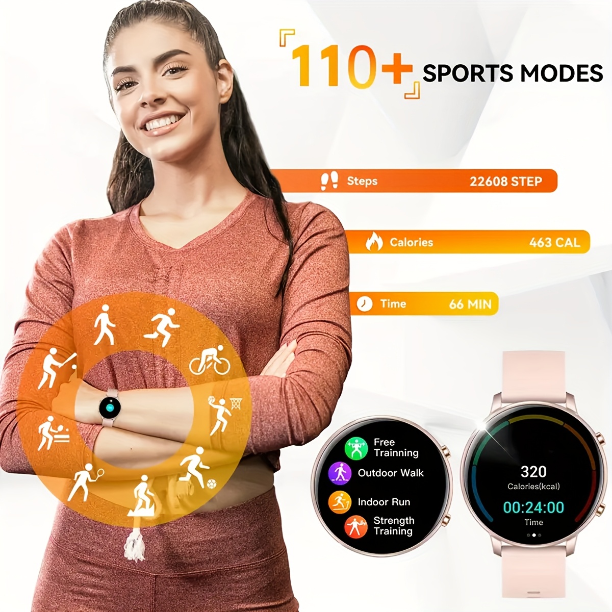 Upgraded Smart Watch (Answer/Make Calls), 3.53 cm Display Smart Watch for Women Men, with Wireless Call/Receive Messages, Alarm Clock, Music Playback, Support Multiple Sports Modes, Step Calorie Counter for iPhone And Android Phone Watch