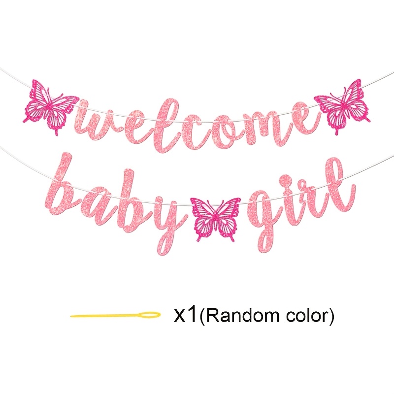 1 Set Glittering Welcome Banner, Banner Set, Paper Banners For Shower And Birthday Celebration, Gender Reveal Party Supplies, Multipurpose Use, No Electricity Needed, Plastic Needle Color At Random