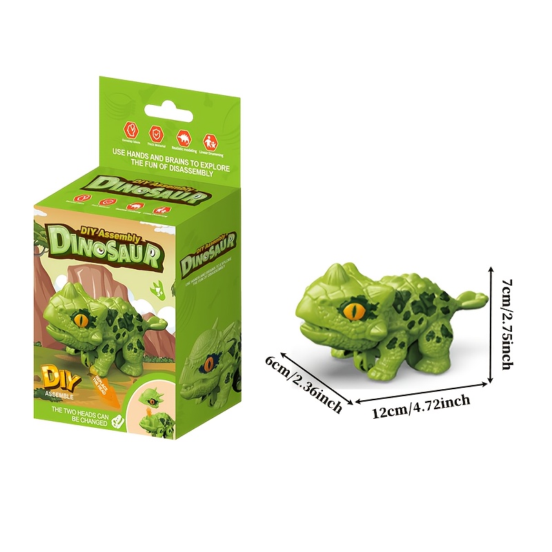 Assembly Dinosaur Scooter, Interchangeable Head Mini Dinosaur Model Toy