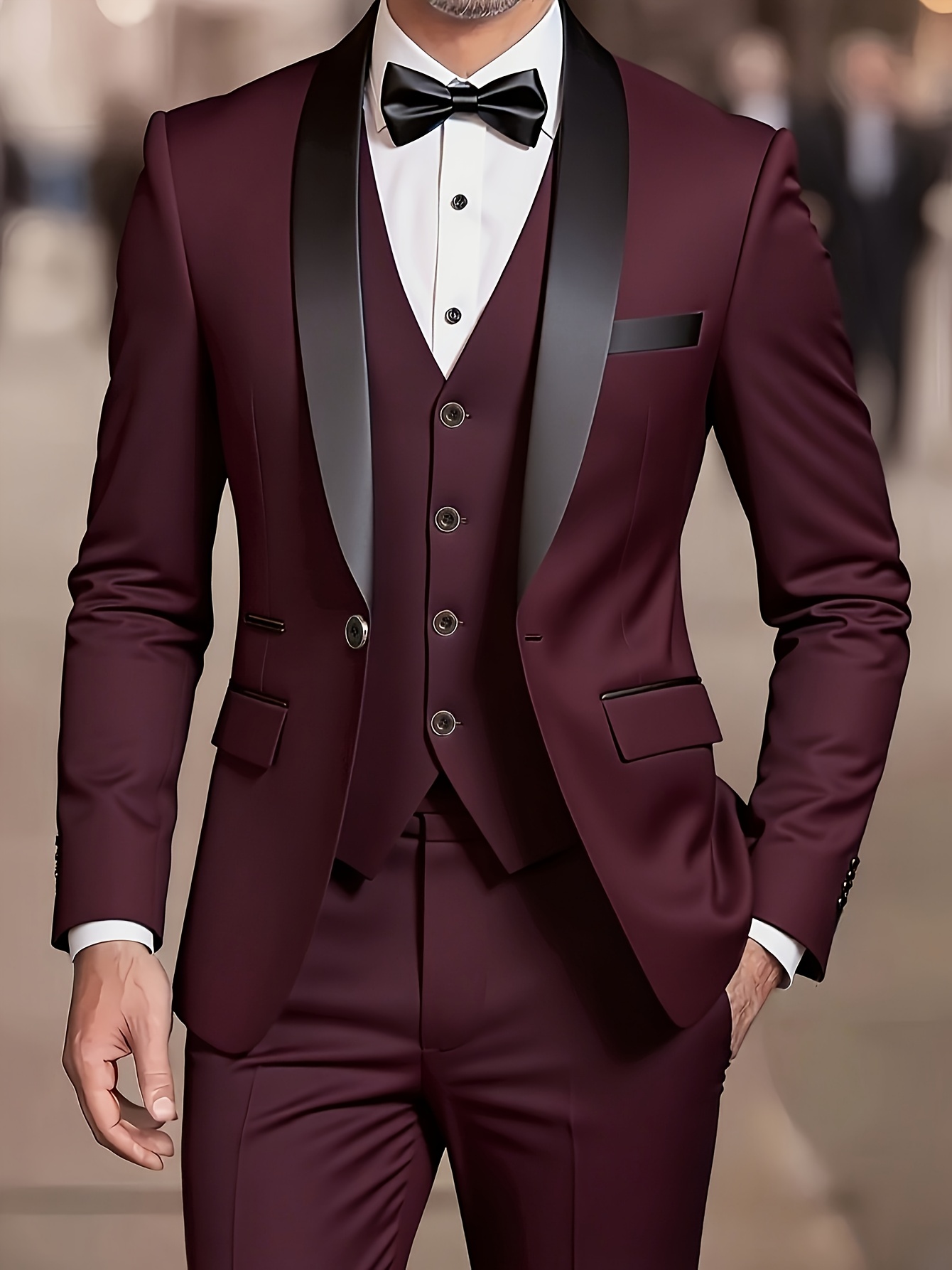 Men'S 3pcs Suit, Including a Blazer, Vest, And Trousers, Stylish And High-Quality.